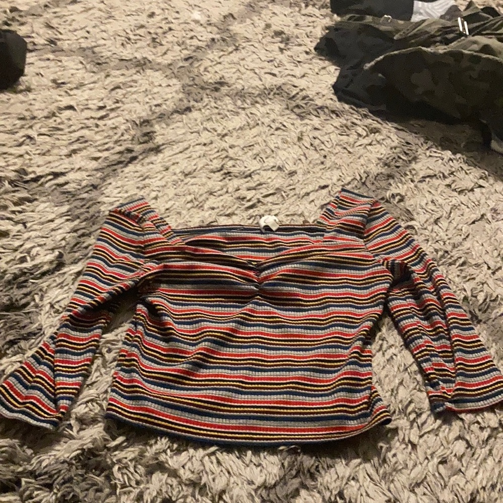 Striped crop top with ruching